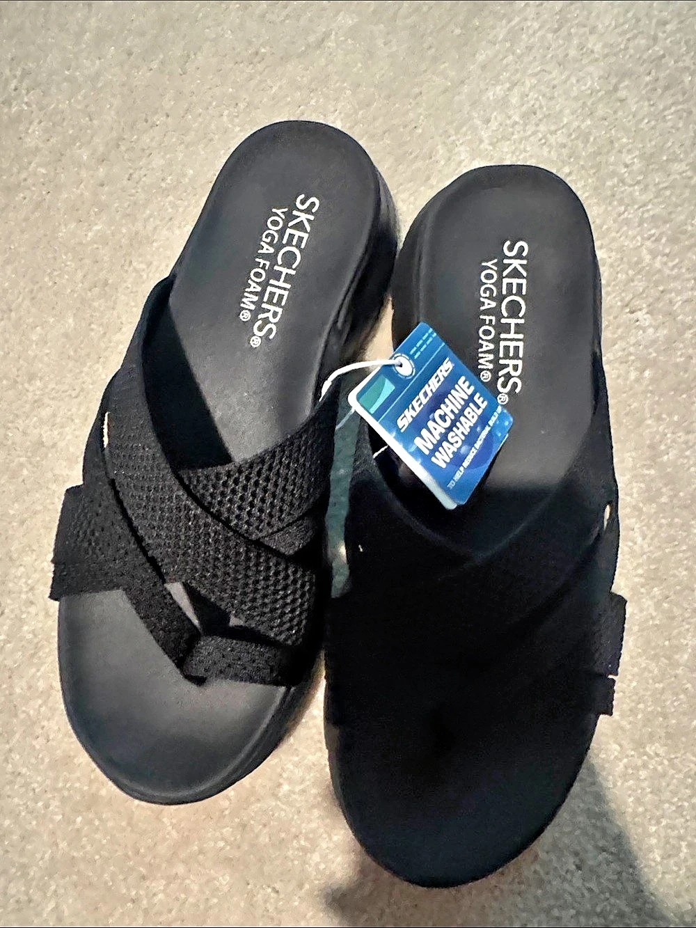 Skechers Yoga Foam Black Sandals Size US 8 NWT